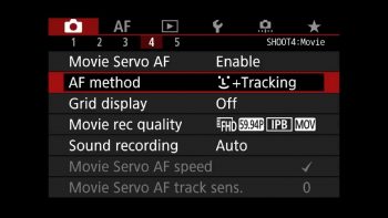 Face Tracking AF Method enabled