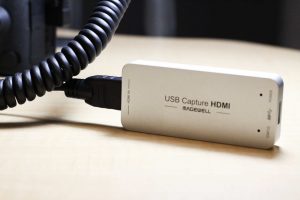 HDMI cable plugged into capture device